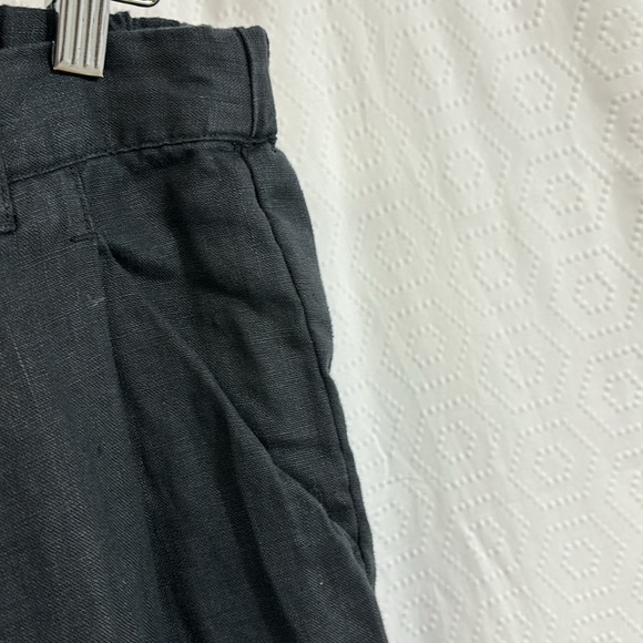 Garnet Hill linen Sz Large Cropped Wide Leg Linen Pants Pockets Elastic Waist - Picture 6 of 9